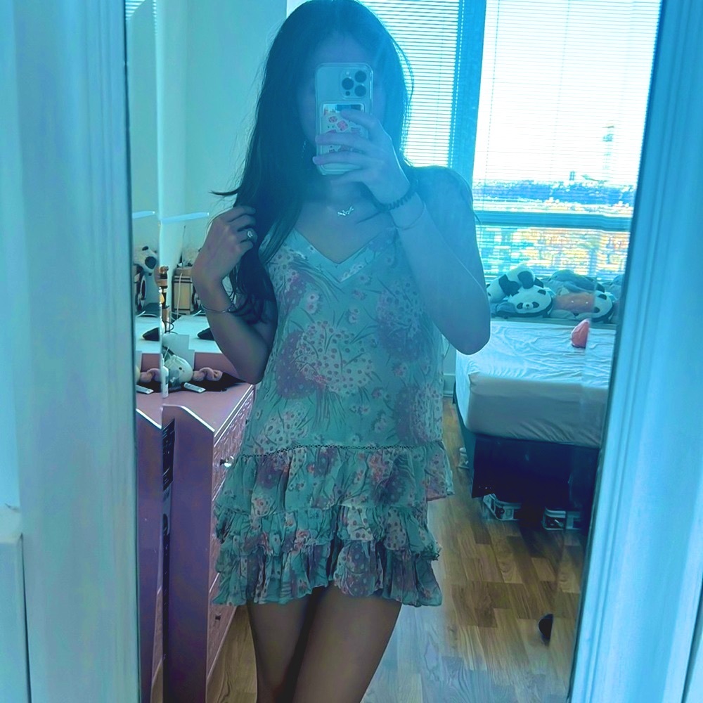 SET Like new loveshackfancy alexis top silk cami and ruffle skirt set